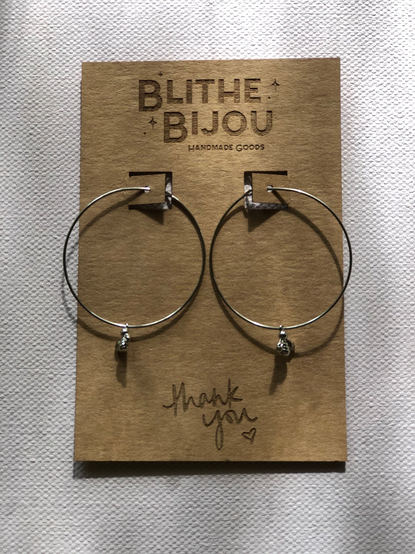 Silver Hoops with Bees