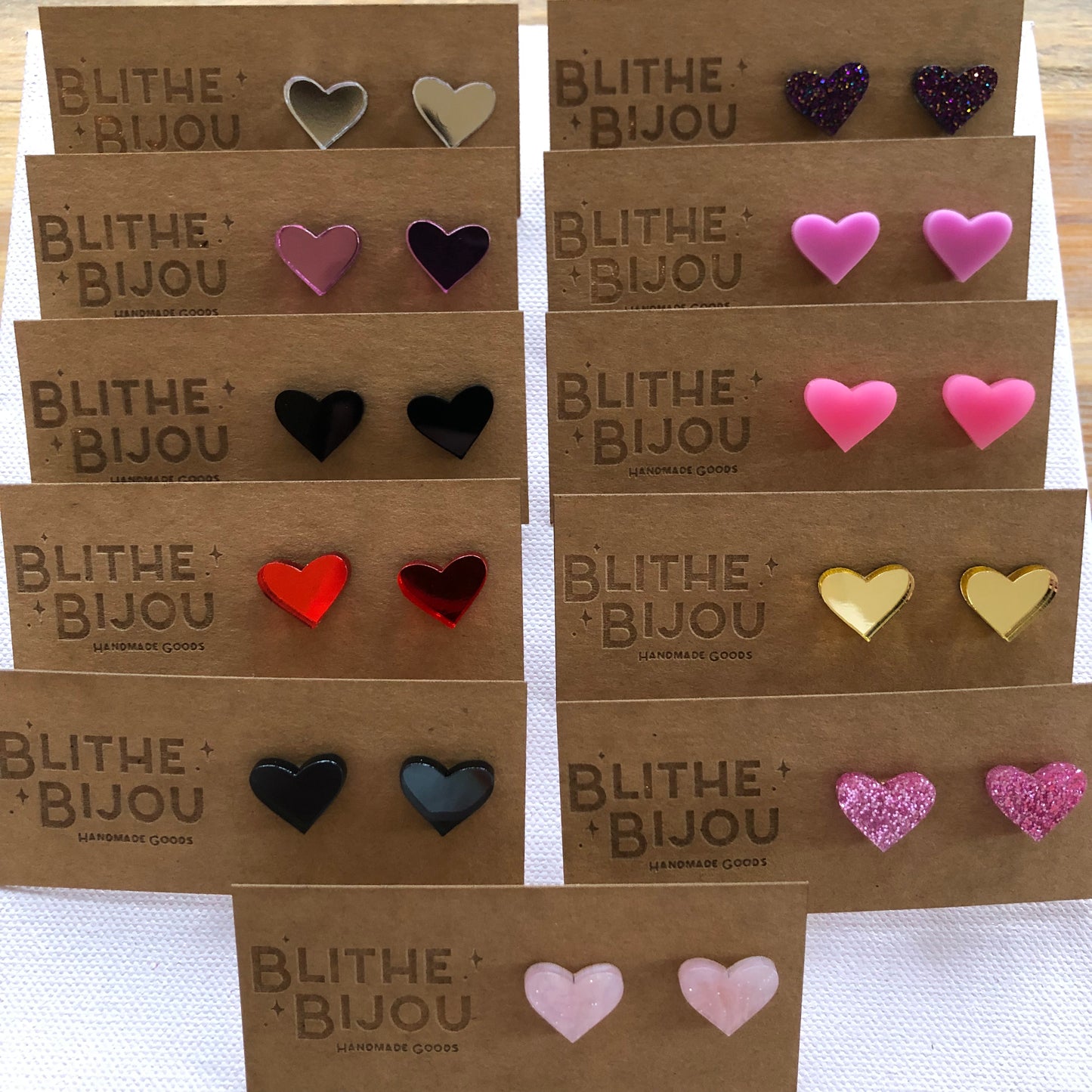 Simple Heart Studs-Multiple Colors