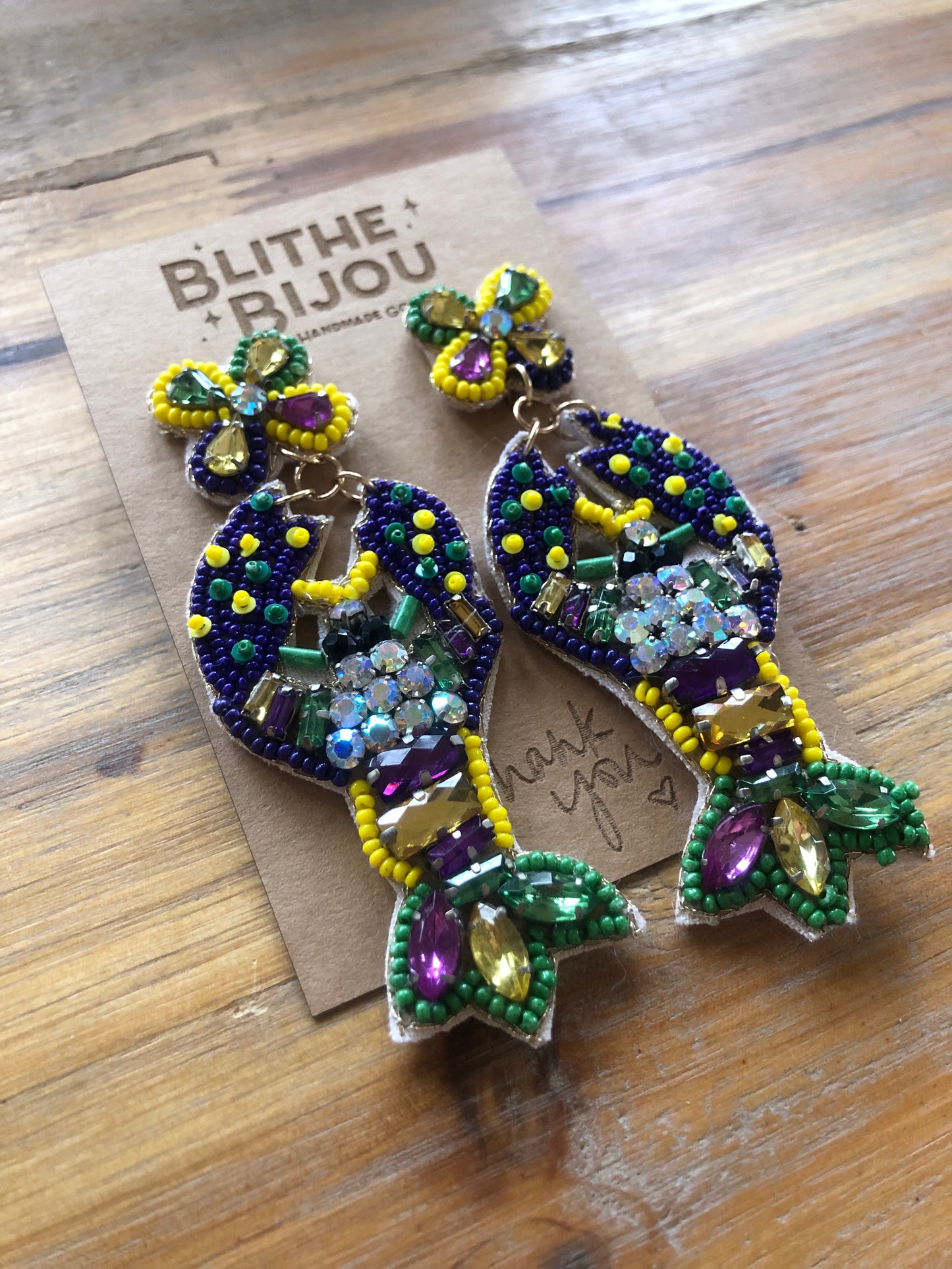 Beaded Crawfish Statement Earrings