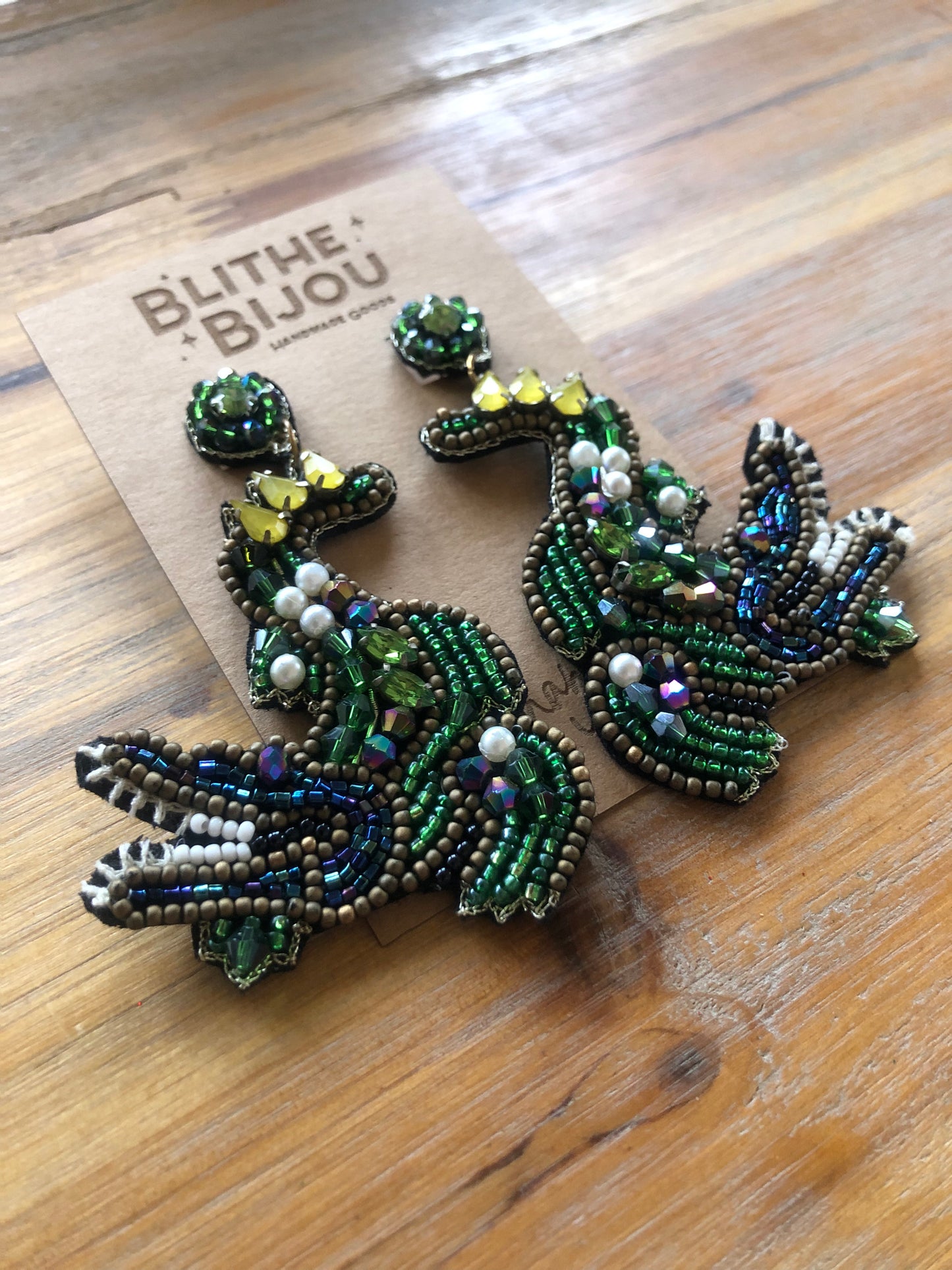 Beaded Alligator Statement Earrings