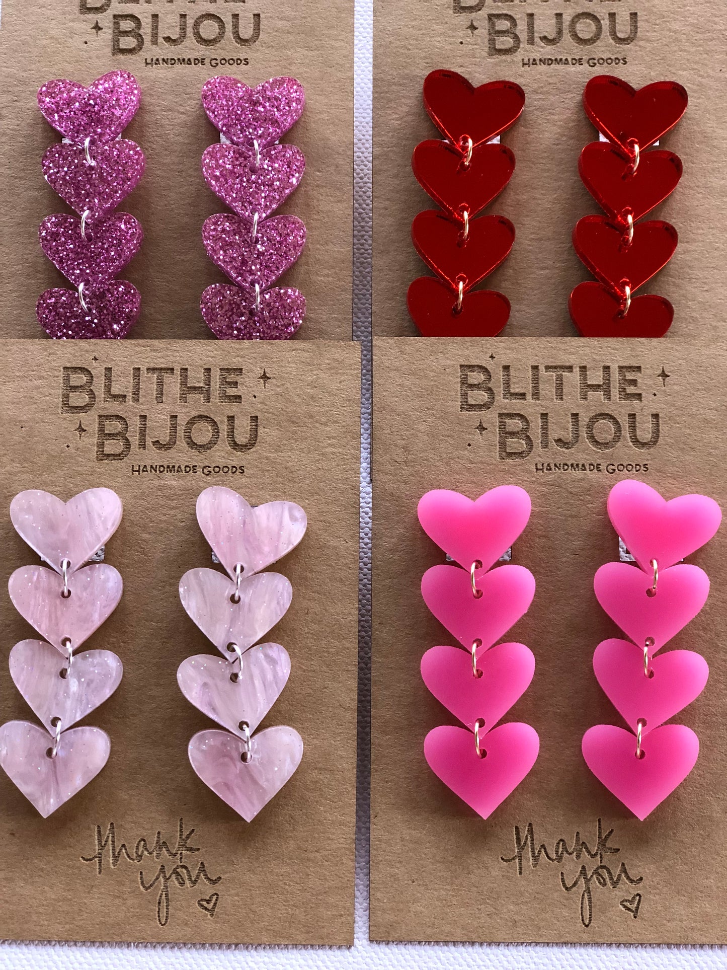 Stacked Heart Studs-Multiple Colors